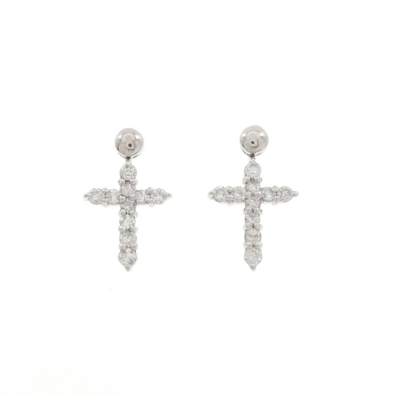 PT900 クロス ダイヤモンド ピアス 0.50CT