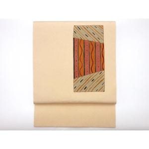 【未使用品】名古屋帯　ちりめん染帯　友禅加工