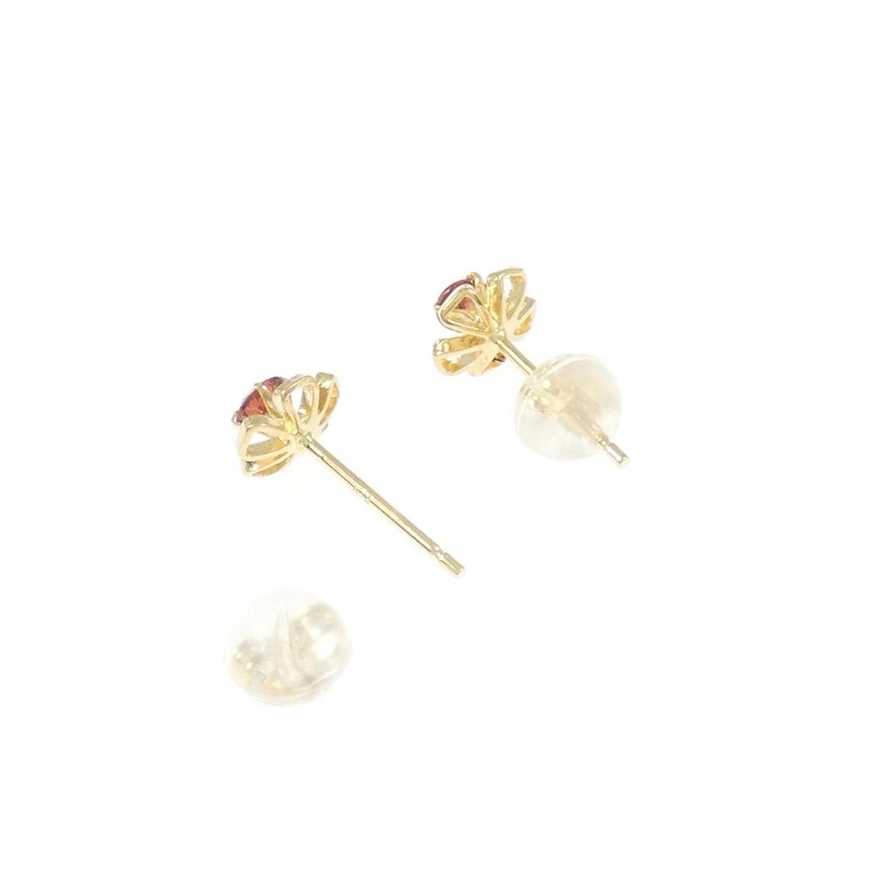 K18YG 花朵石榴石耳环