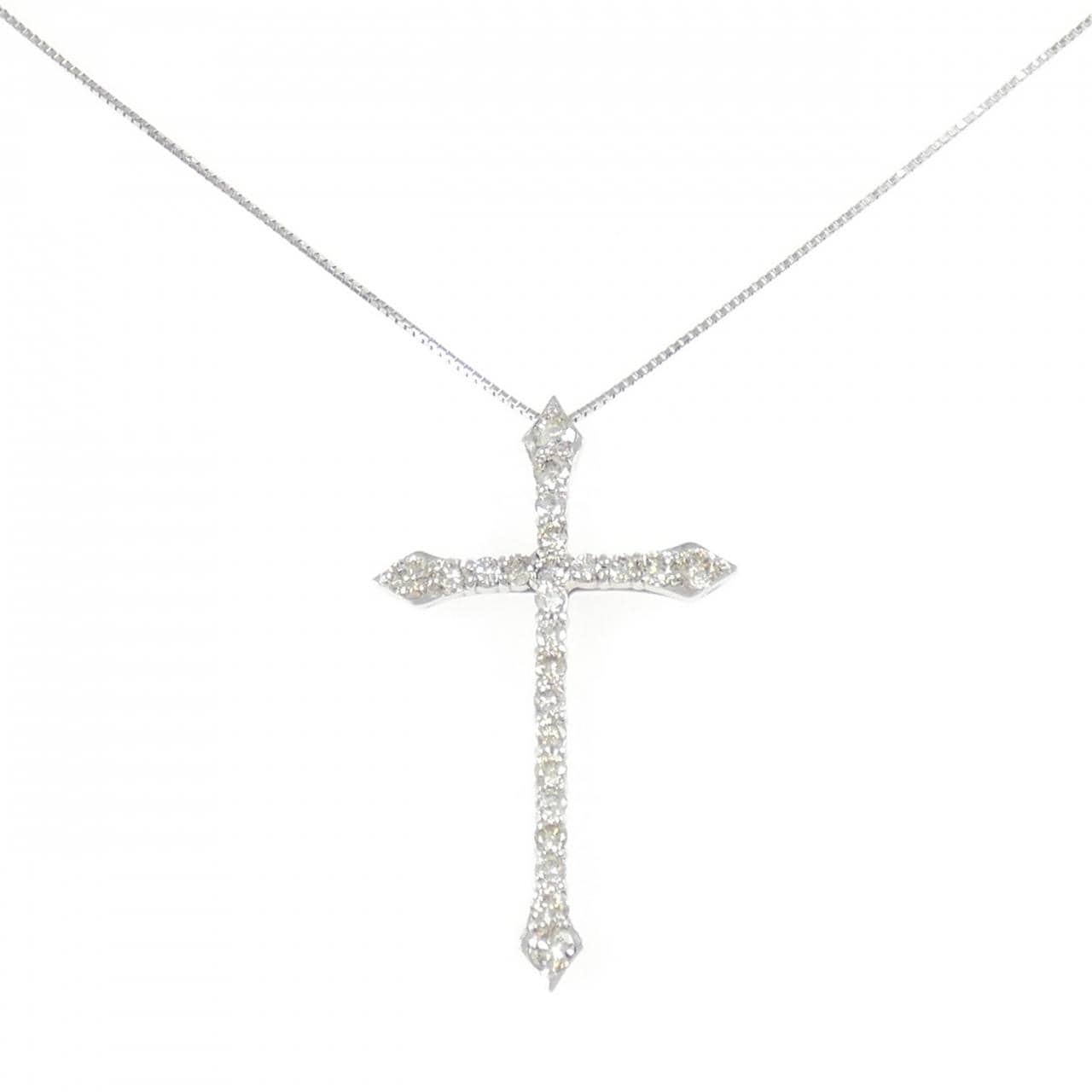 K18WG クロス ダイヤモンド ネックレス 1.00CT