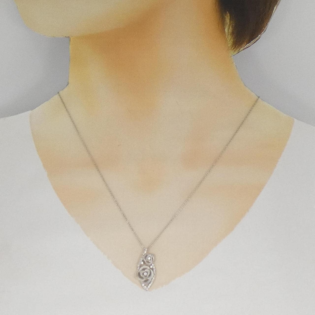 PT900/PT850 ローズ ダイヤモンド ネックレス 0.22CT