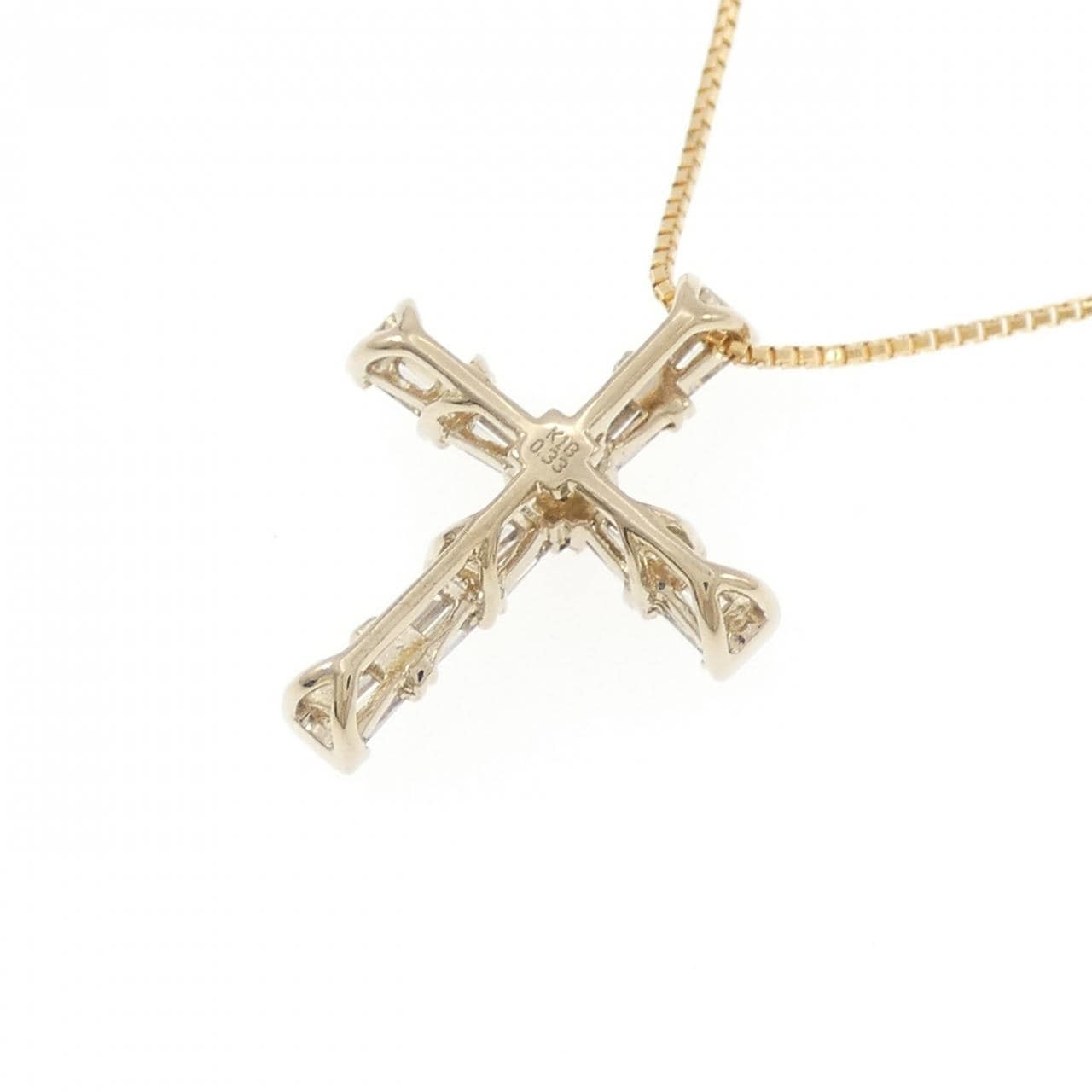 K18YG クロス ダイヤモンド ネックレス 0.33CT