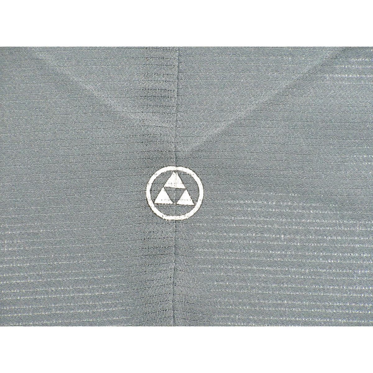 【未使用品】単衣　絽ちりめん色無地　丸に三ツ鱗