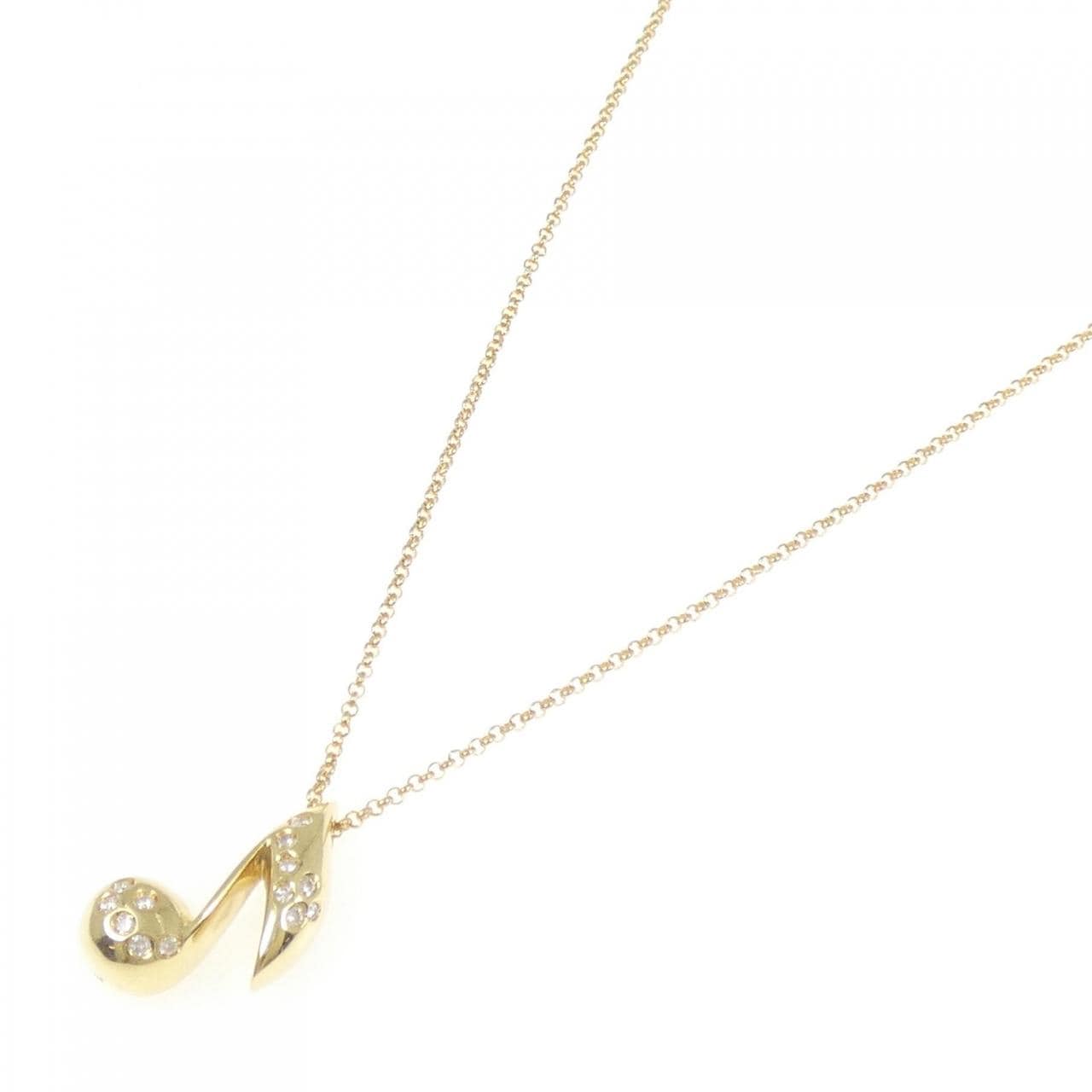 K18YG 音符 ダイヤモンド ネックレス