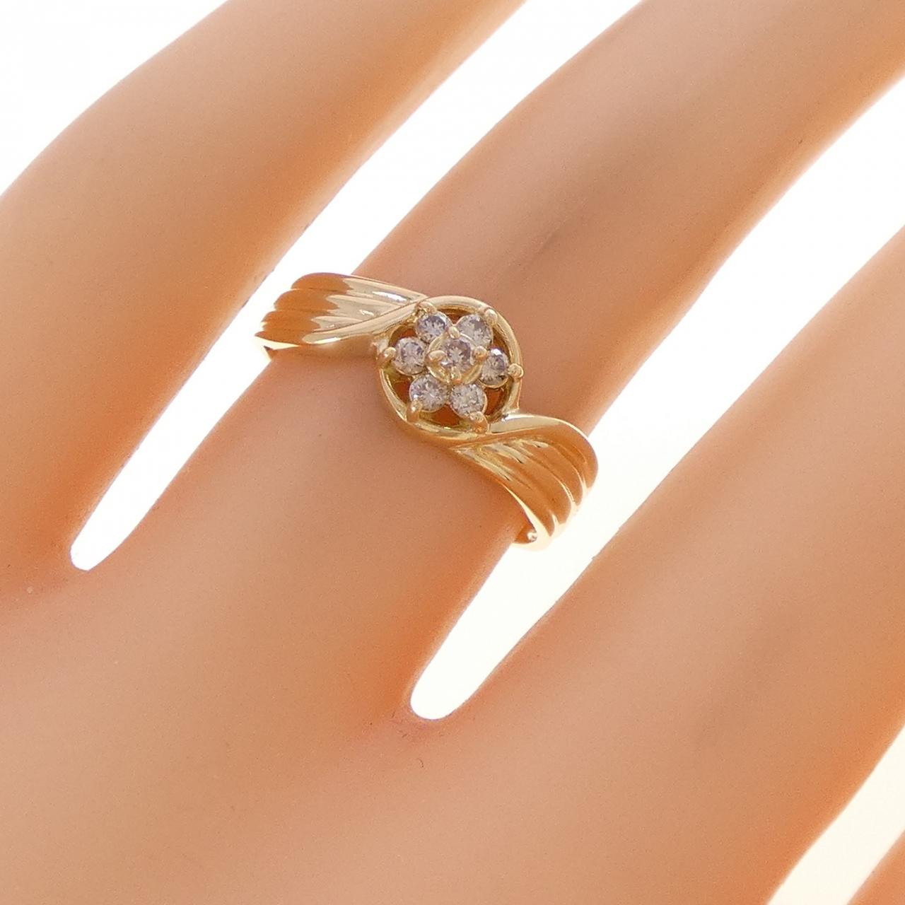 K18YG フラワー ダイヤモンド リング 0.15CT