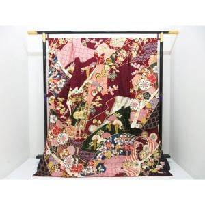 振袖　友禅金彩加工　刺繍入り　身幅２Ｌ寸