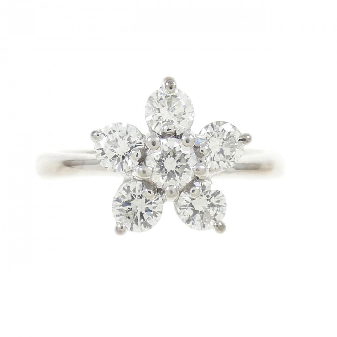 K18WG フラワー ダイヤモンド リング 0.72CT