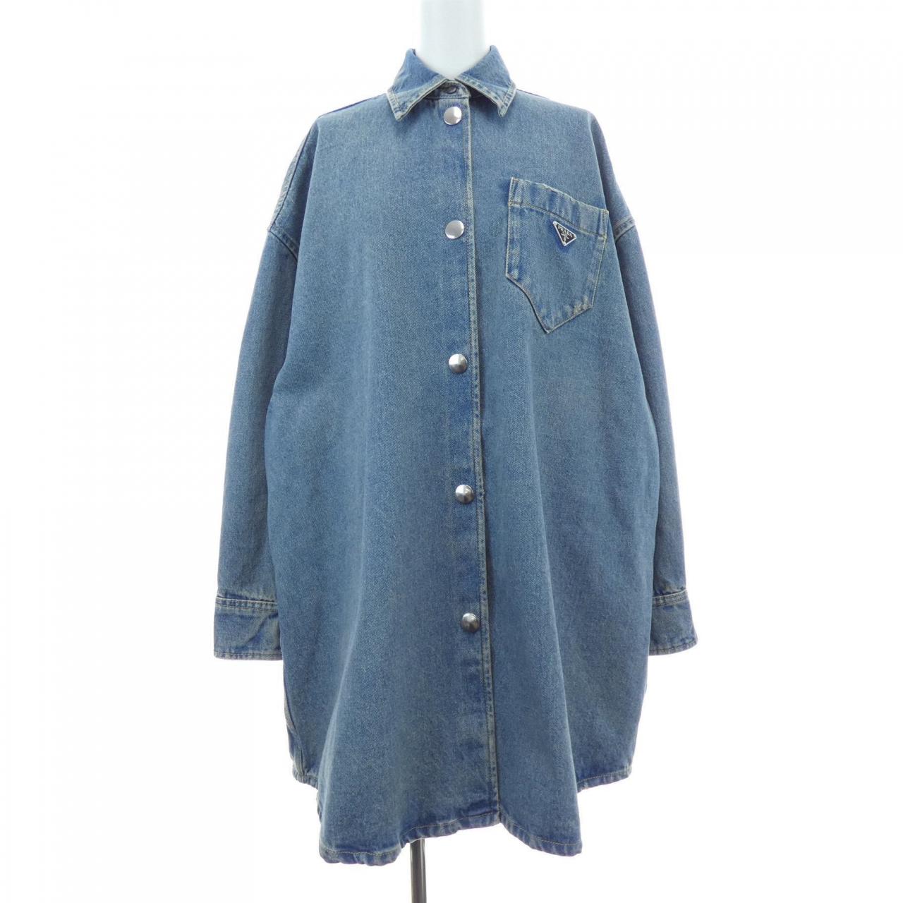 プラダ PRADA オーバーサイズ オーガニックデニム トライアングルロゴ GFC036 SOOO 13Z6 シャツ