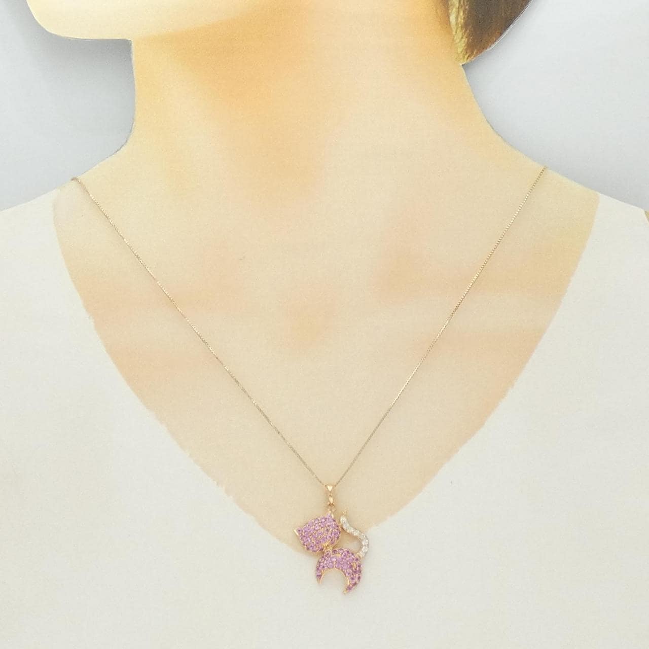 K18PG キャット サファイヤ ネックレス 1.38CT