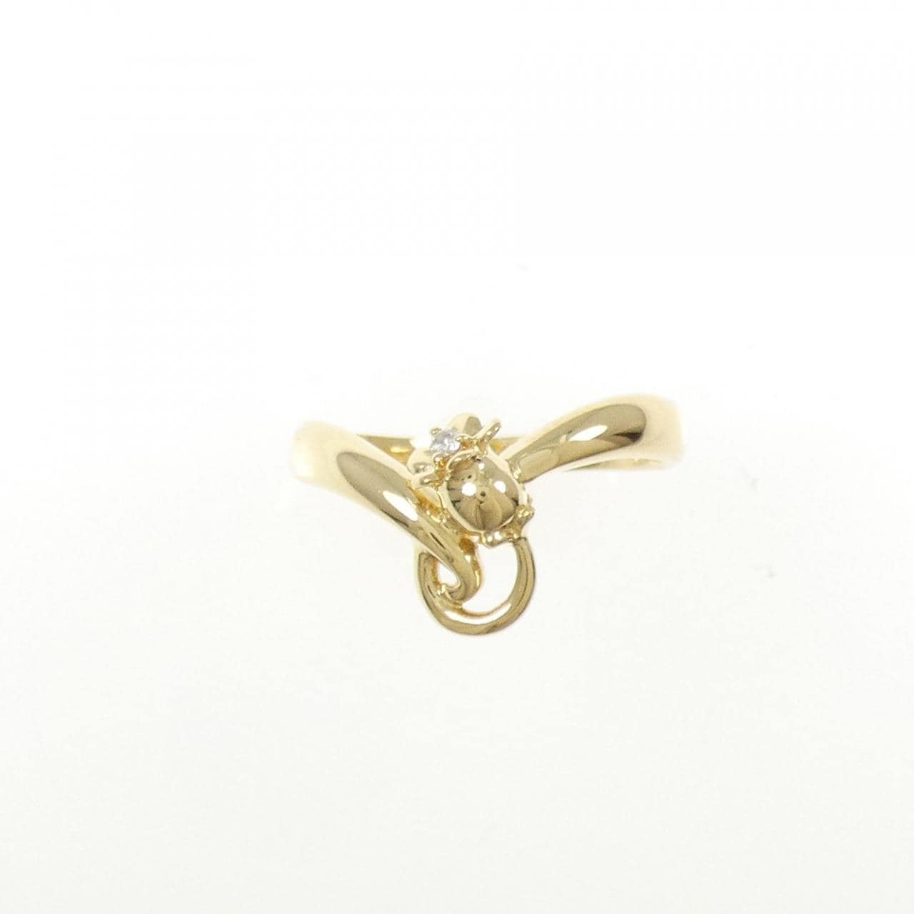 K18YG flower Diamond ring 0.01CT