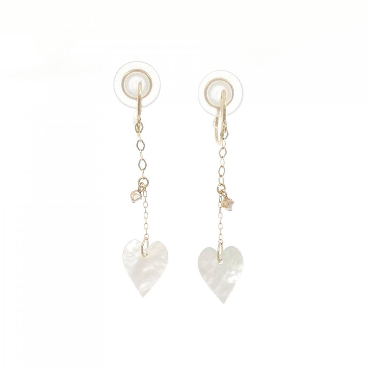 K10YG ハート マザーオブパール イヤリング