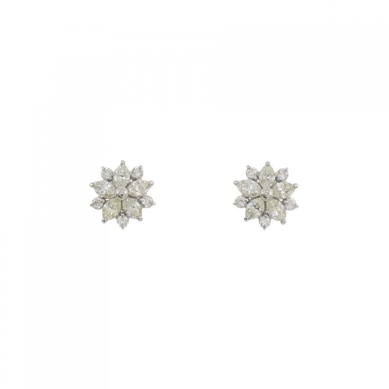 【新品】PT900 フラワー ダイヤモンド ピアス 0.30CT