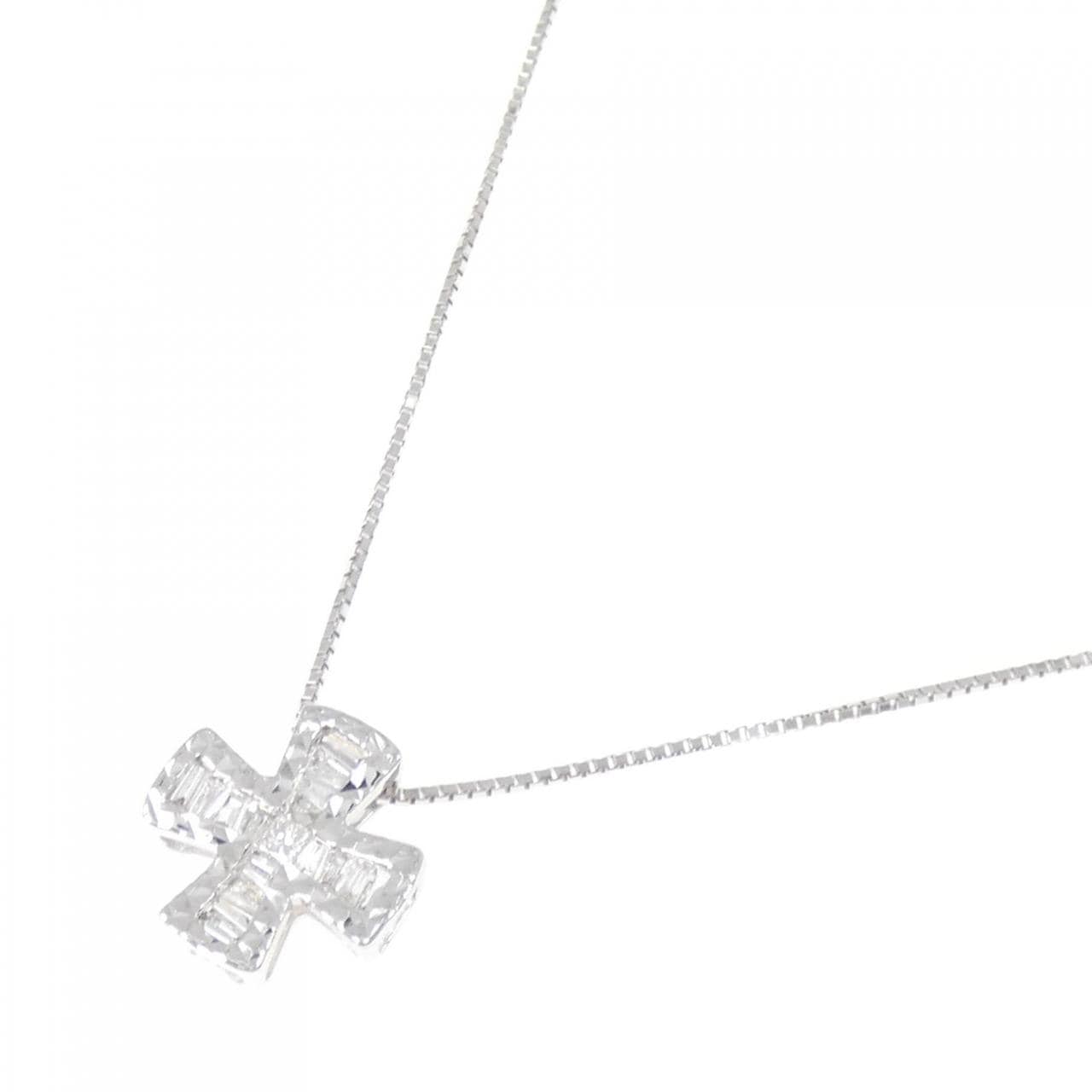 K18WG クロス ダイヤモンド ネックレス 0.20CT