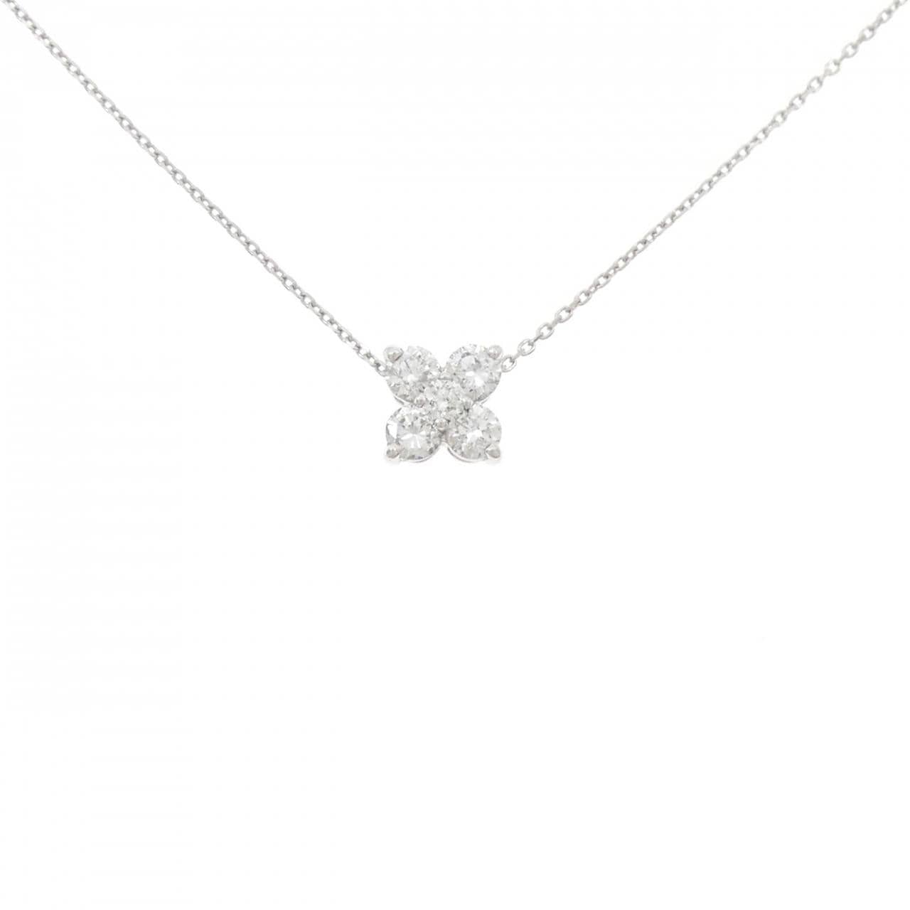 PT900/PT850 フラワー ダイヤモンド ネックレス 0.50CT
