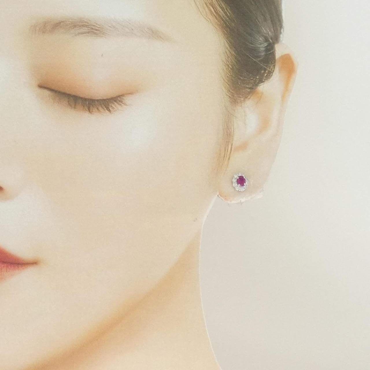 PT900紅寶石耳釘0.50CT