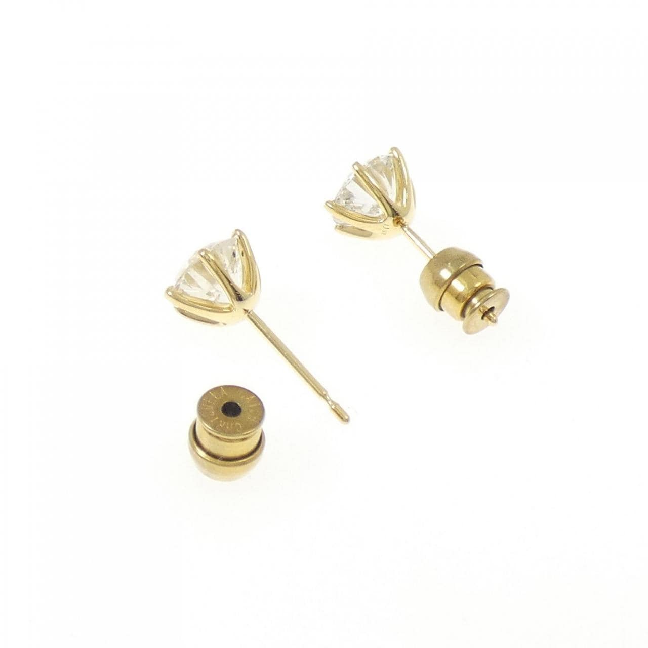 [再加工款] K18YG/ST鑽石耳環 1.111CT 1.152CT IJ I1 EXT