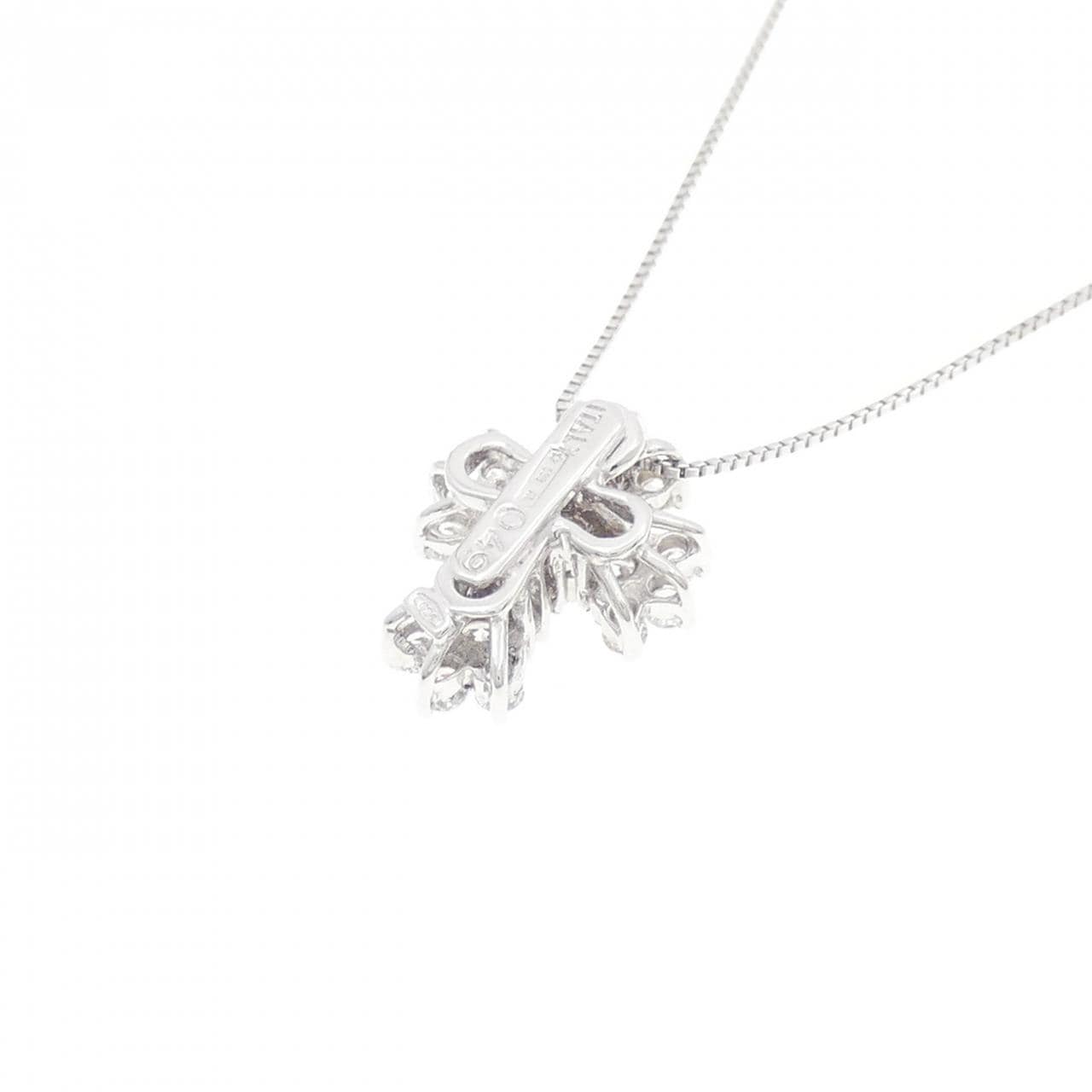 750WG/K18WG クロス ダイヤモンド ネックレス 0.49CT
