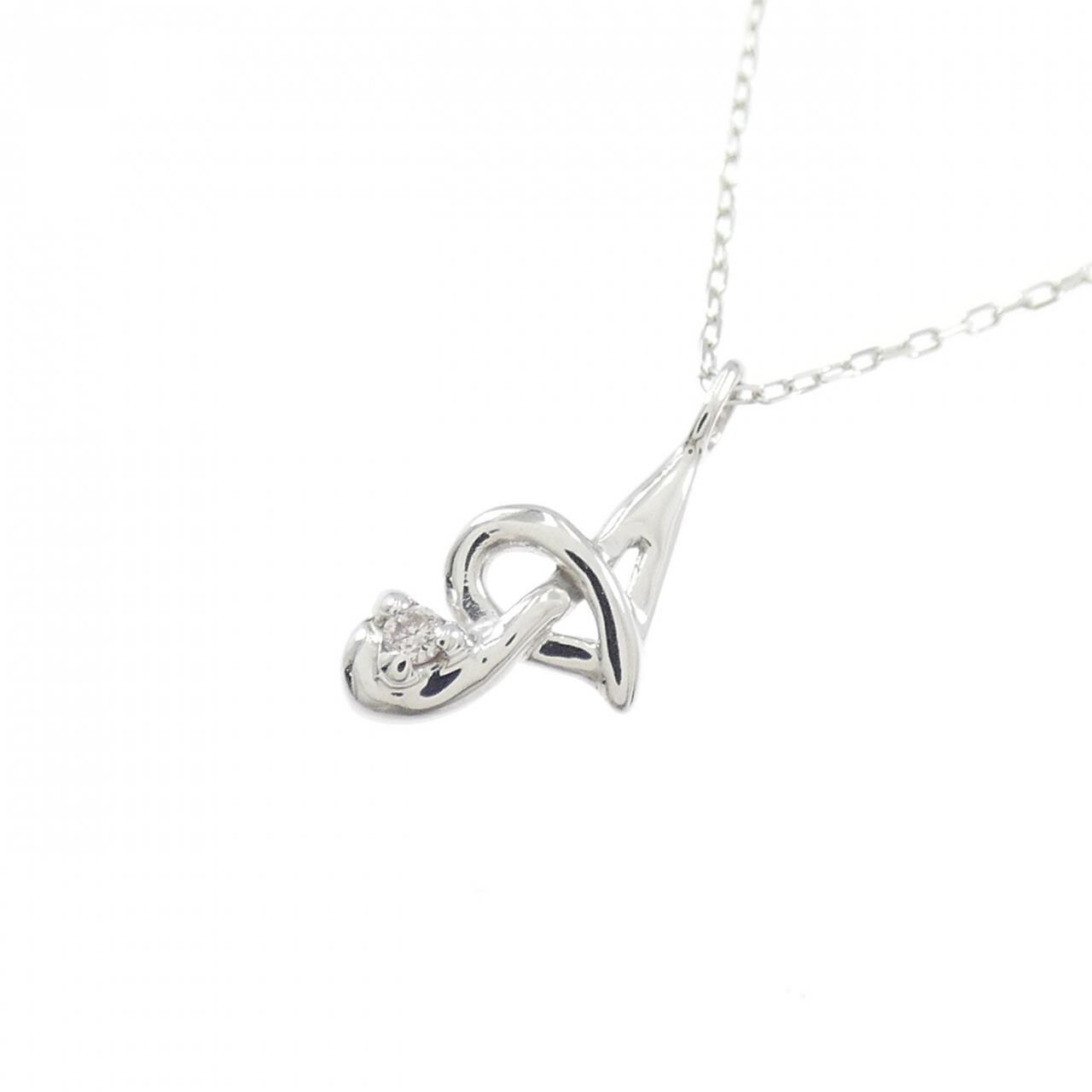 K10WG イニシャルA ダイヤモンド ネックレス 0.01CT