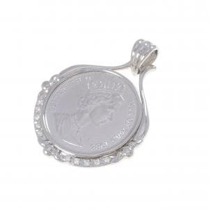 PT850(枠) ダイヤモンド コイン ペンダント 0.12CT