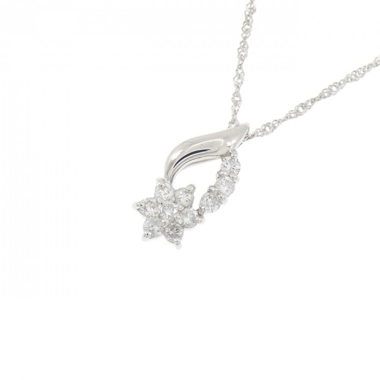 PT900/PT850 フラワー ダイヤモンド ネックレス 0.20CT