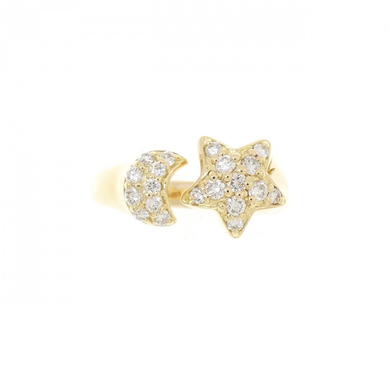 K18YG スター×ムーン ダイヤモンド ピンキー リング 0.23CT