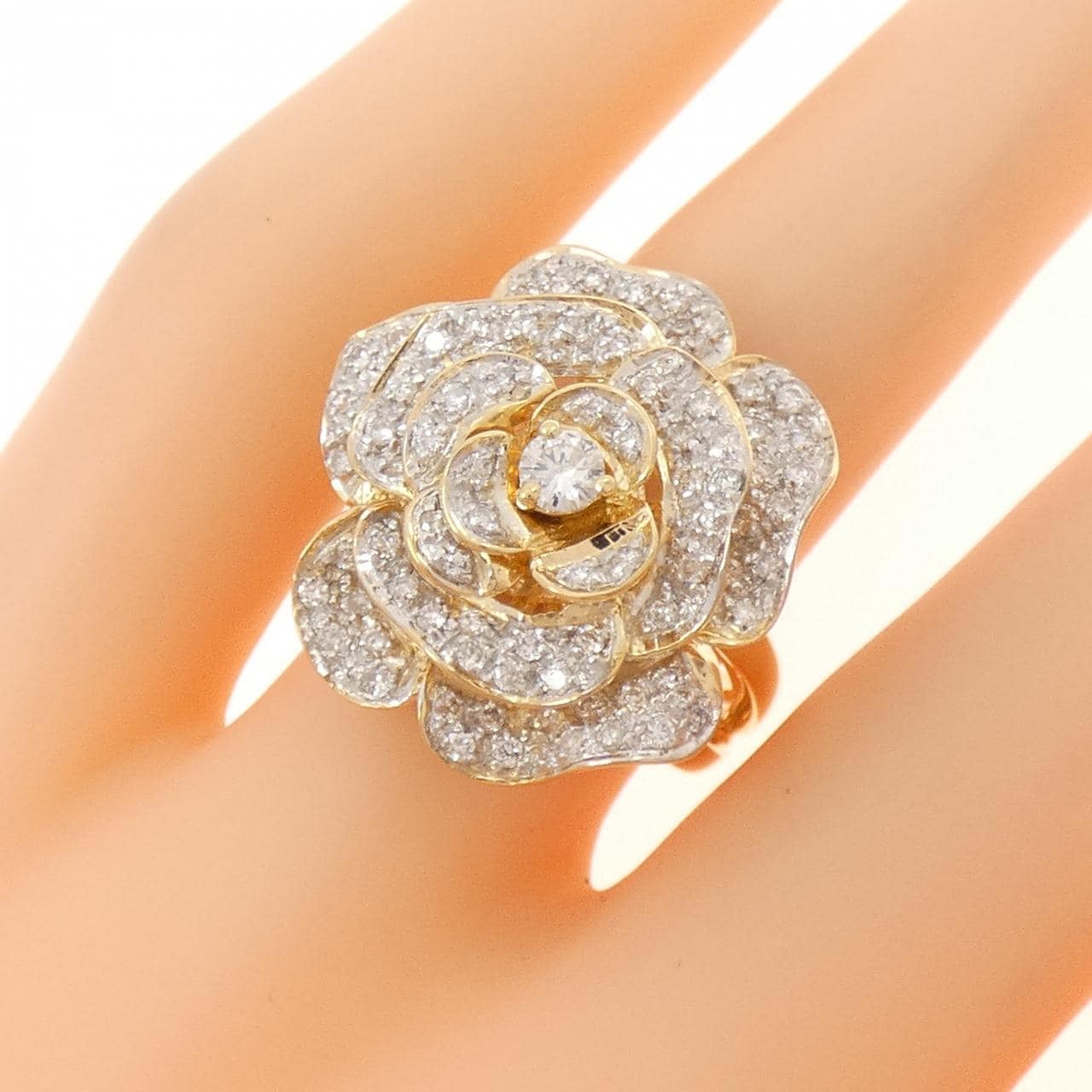 K18YG/K18WG ローズ ダイヤモンド リング 0.64CT