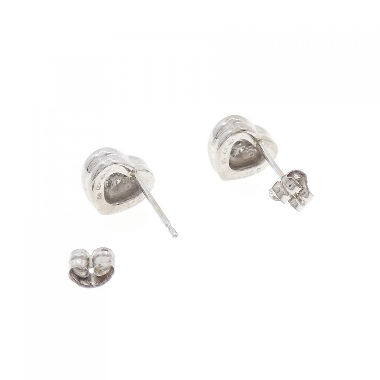 K18WG ハート ダイヤモンド ピアス 0.18CT