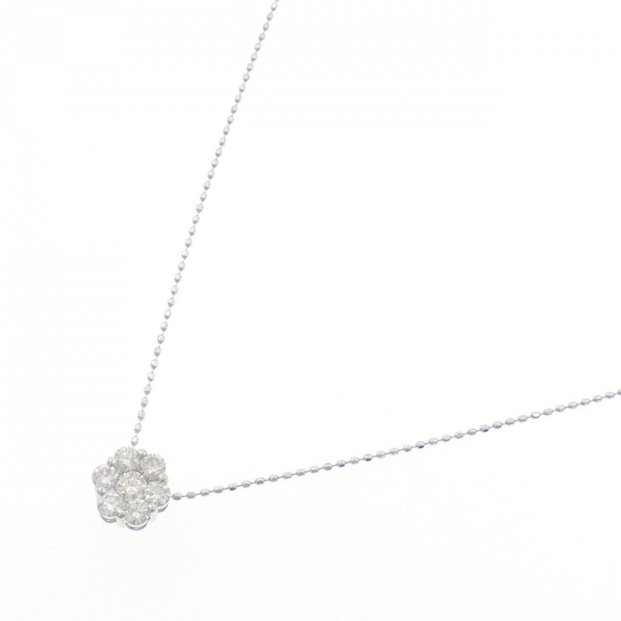 K18WG フラワー ダイヤモンド ネックレス 0.50CT