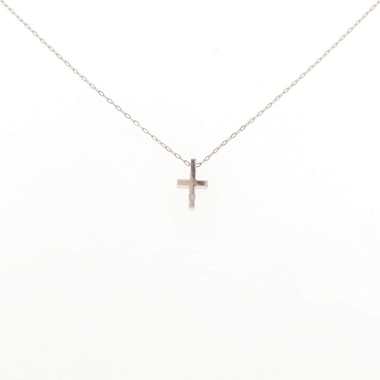 K10PG クロス ダイヤモンド ネックレス