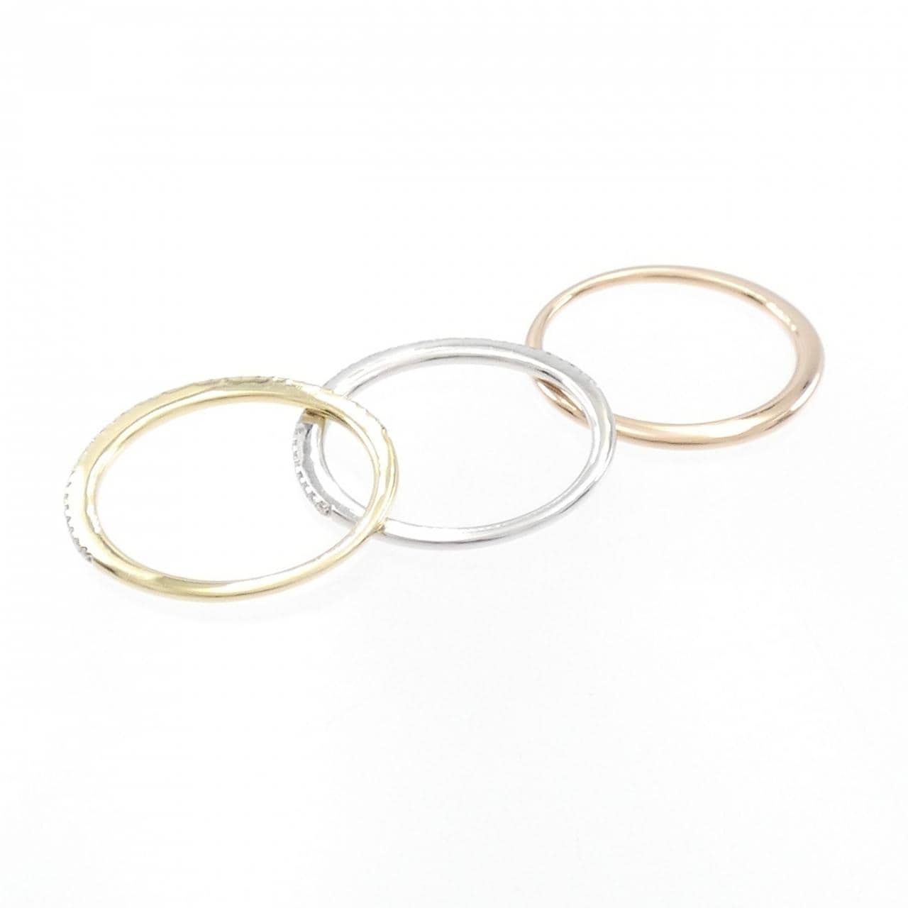 K18スリーカラー ダイヤモンド リング 0.22CT