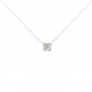 K18WG フラワー ダイヤモンド ネックレス 0.10CT
