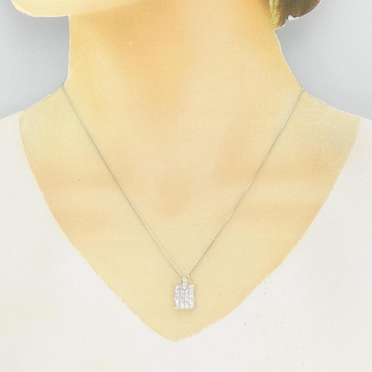 K18WG パヴェ ダイヤモンド ネックレス 0.50CT