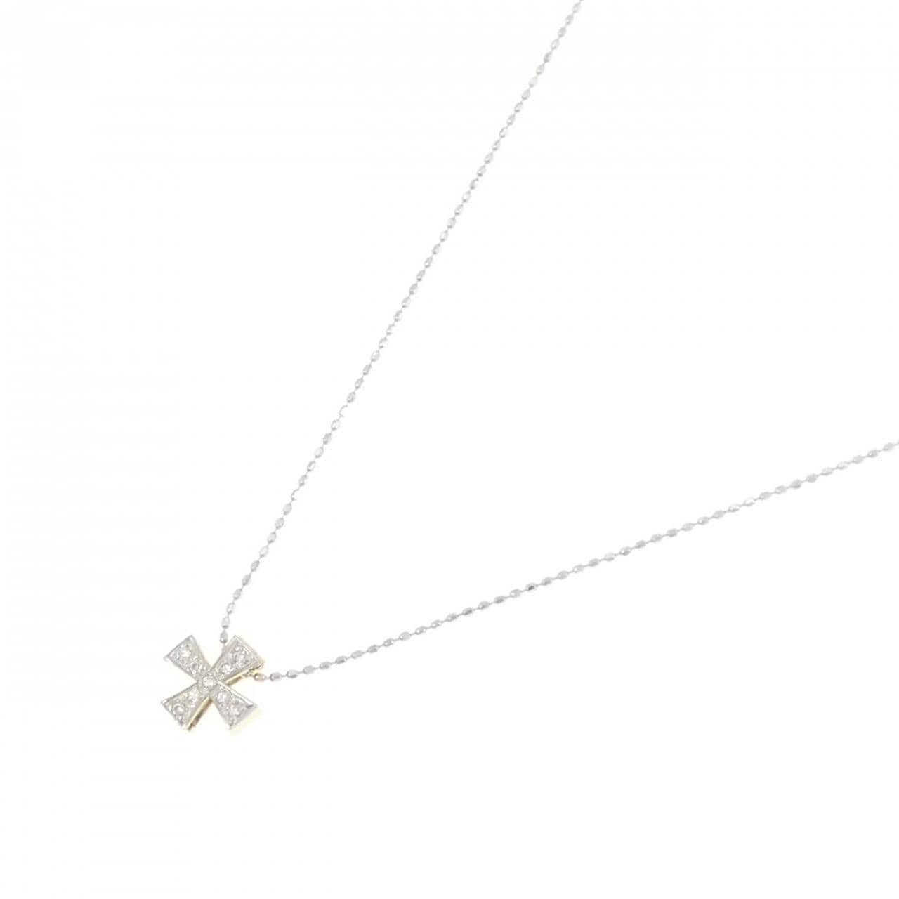 K18WG/K18YG クロス ダイヤモンド ネックレス 0.05CT