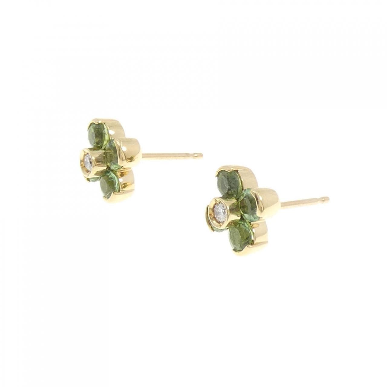 K18YG Flower Tourmaline Earrings 1.53CT