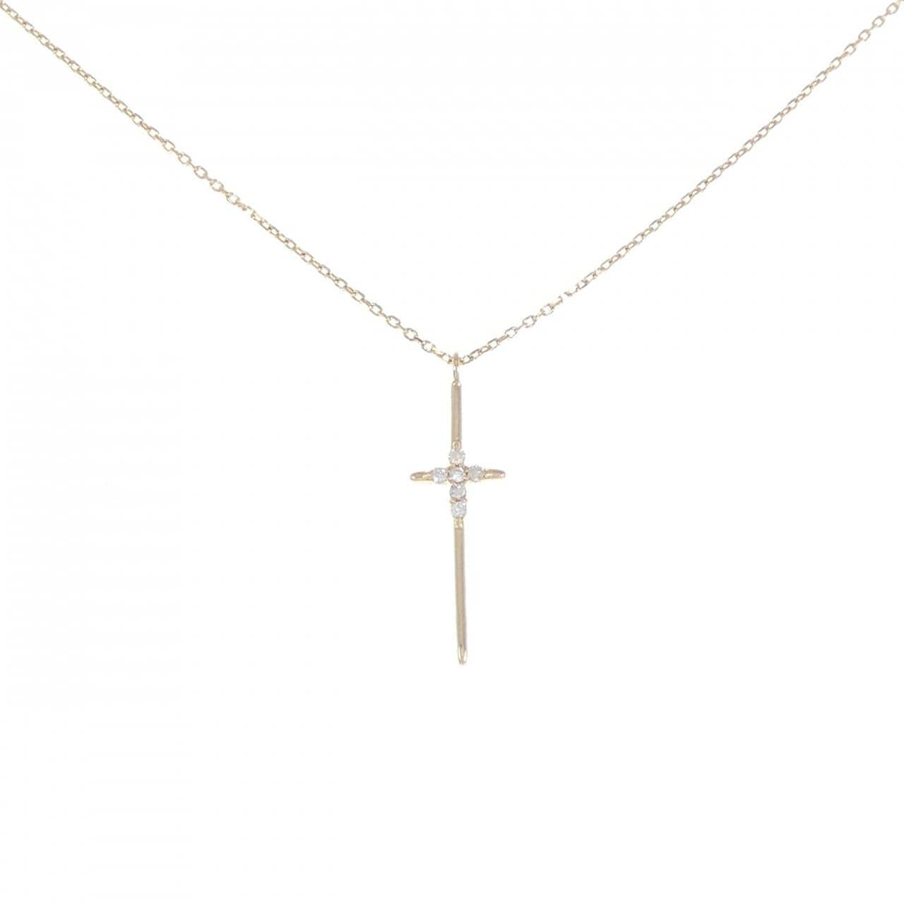 K18YG cross Diamond necklace 0.04CT