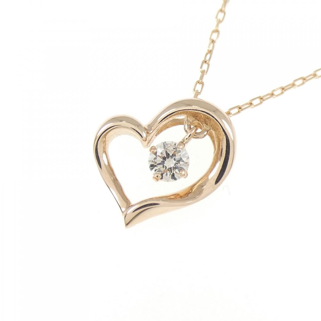K18PG ハート ダイヤモンド ネックレス 0.05CT