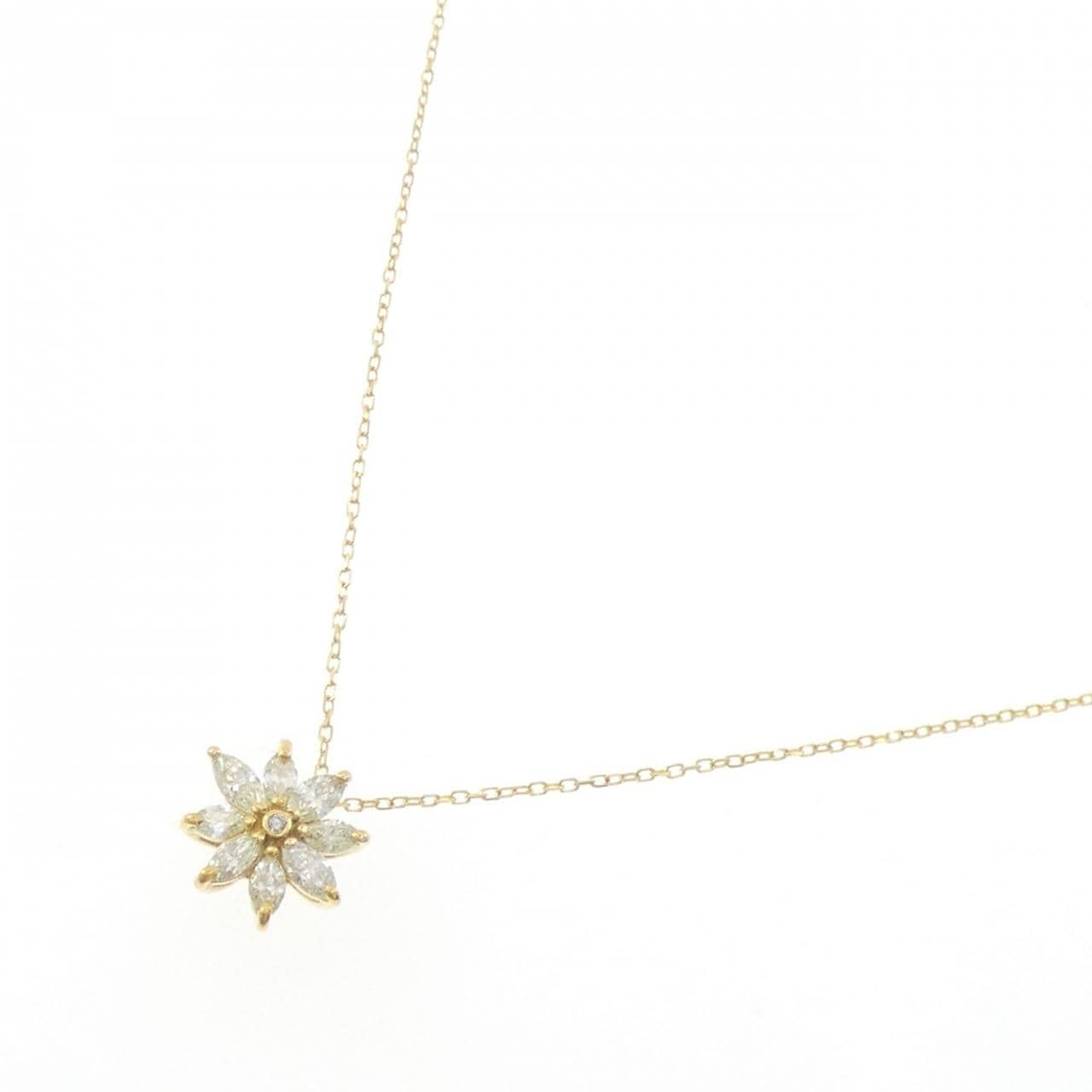 K18YG フラワー ダイヤモンド ネックレス 0.50CT