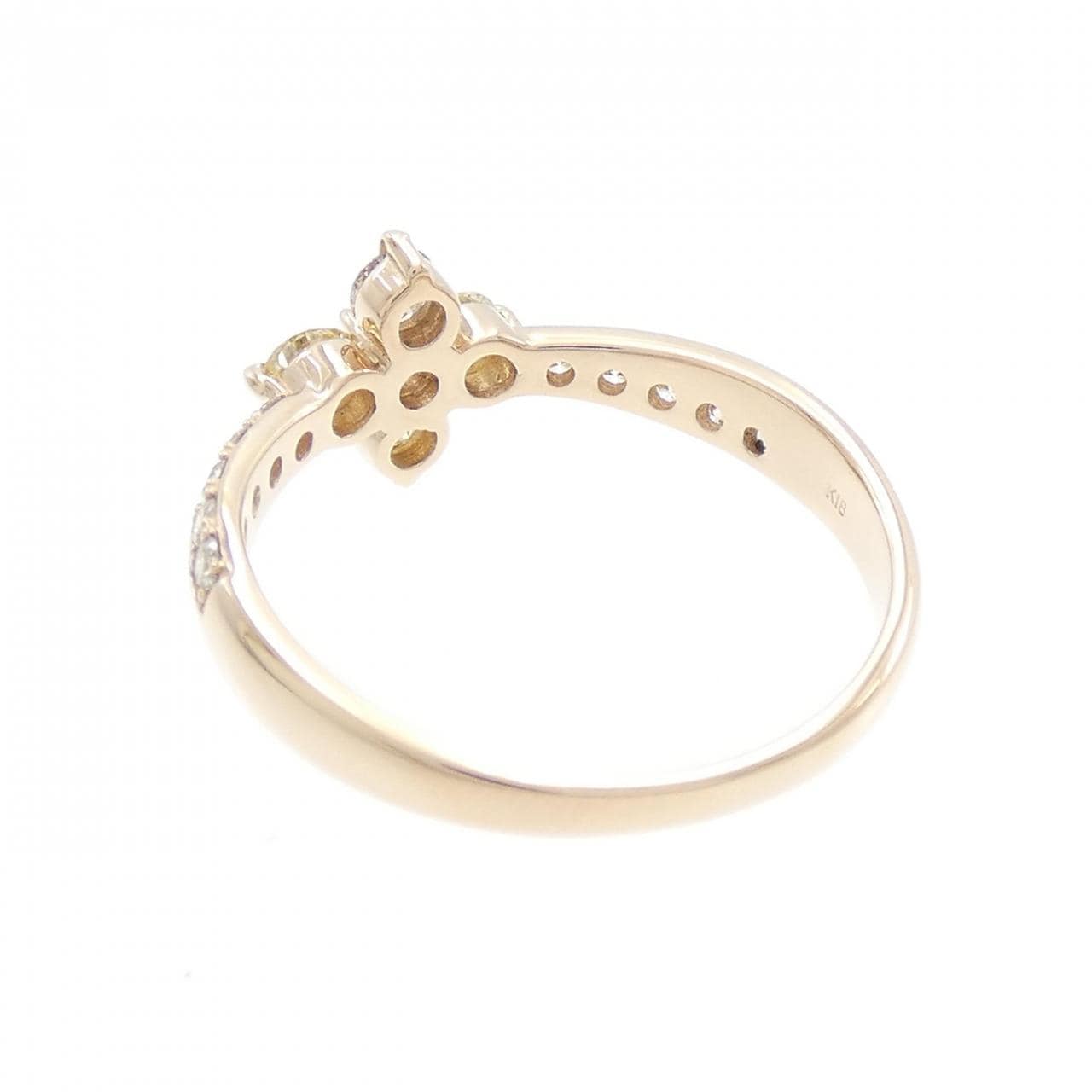 【新品】K18PG フラワー ダイヤモンド リング 0.50CT