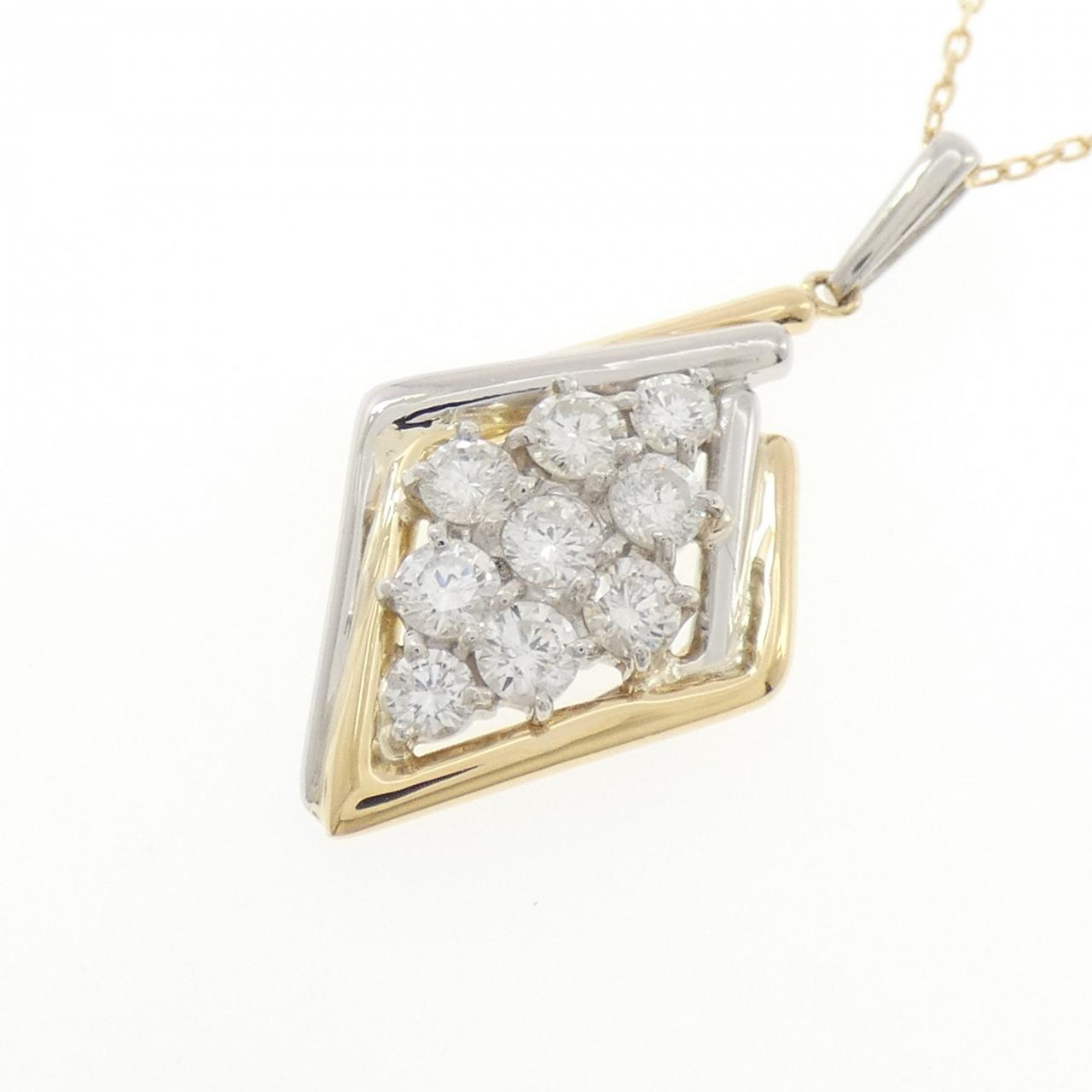 K18YG/PT900 ダイヤモンド ネックレス 1.00CT