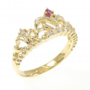 K18YG ティアラ ルビー リング 0.06CT