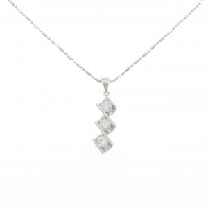 750WG スリーストーン ダイヤモンド ネックレス 0.58CT