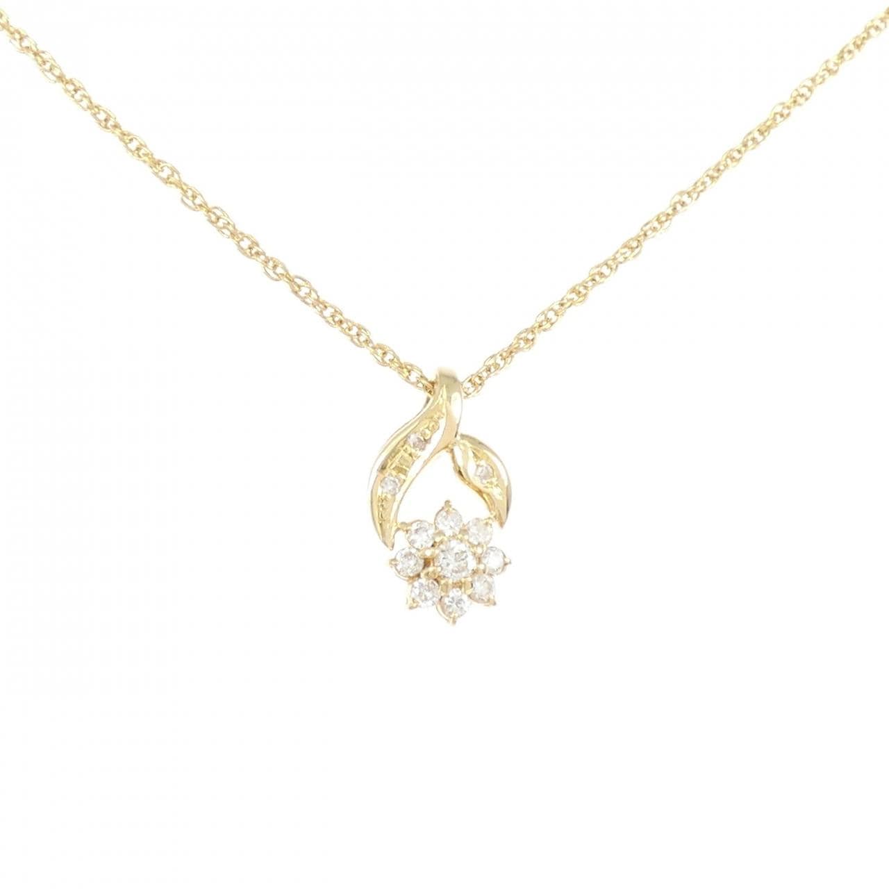 K18YG フラワー ダイヤモンド ネックレス 0.22CT
