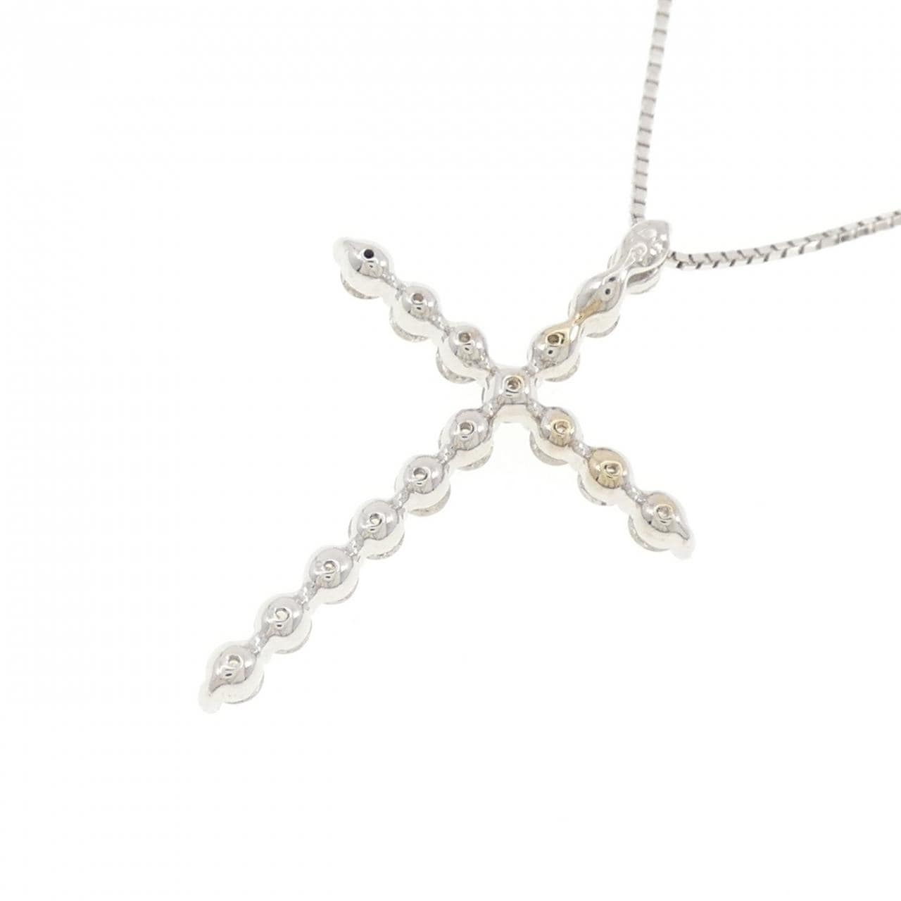 K18WG クロス ダイヤモンド ネックレス 1.00CT