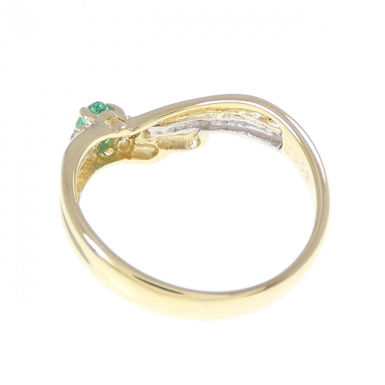 K18YG/PT900 エメラルド リング