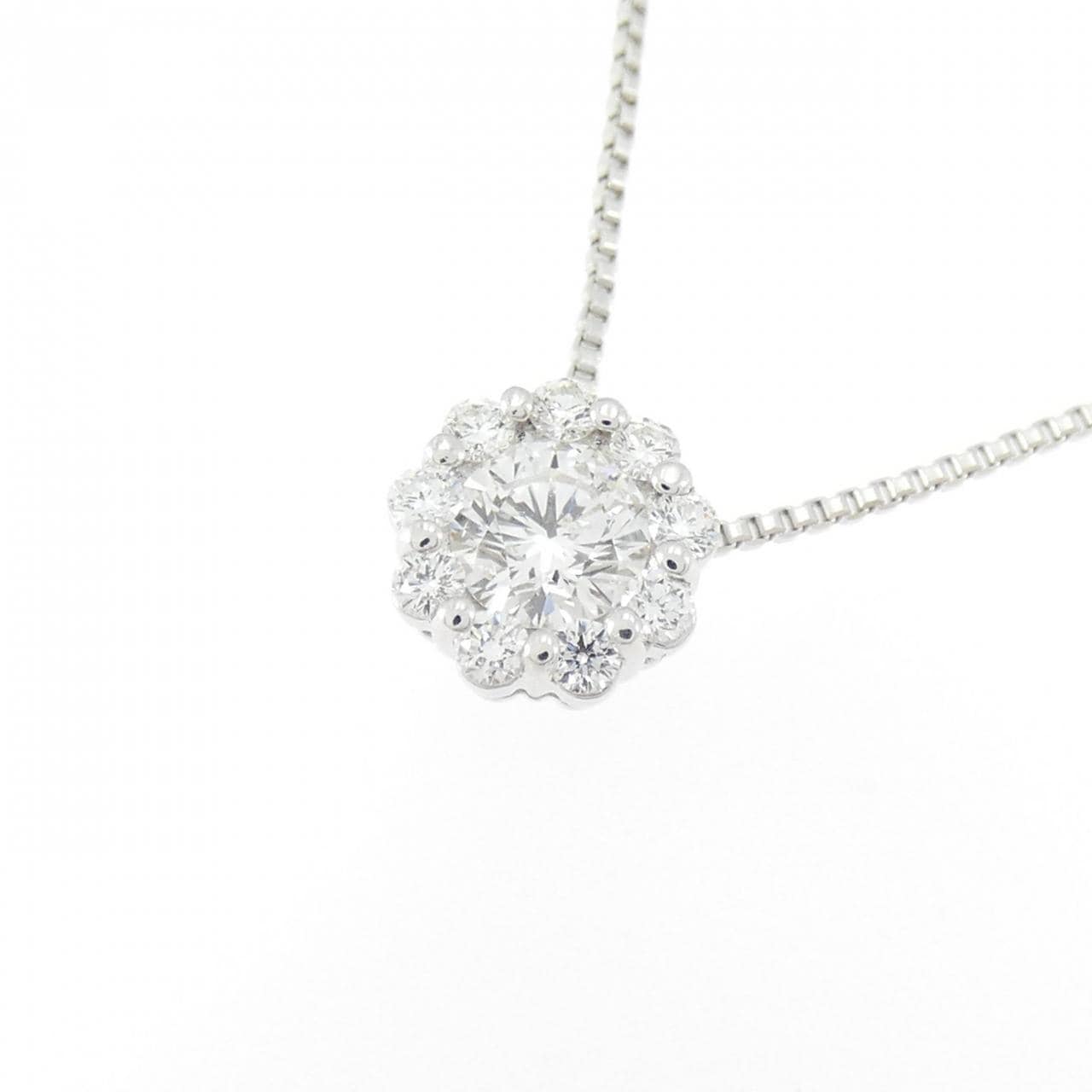 K18WG フラワー ダイヤモンド ネックレス 0.40CT