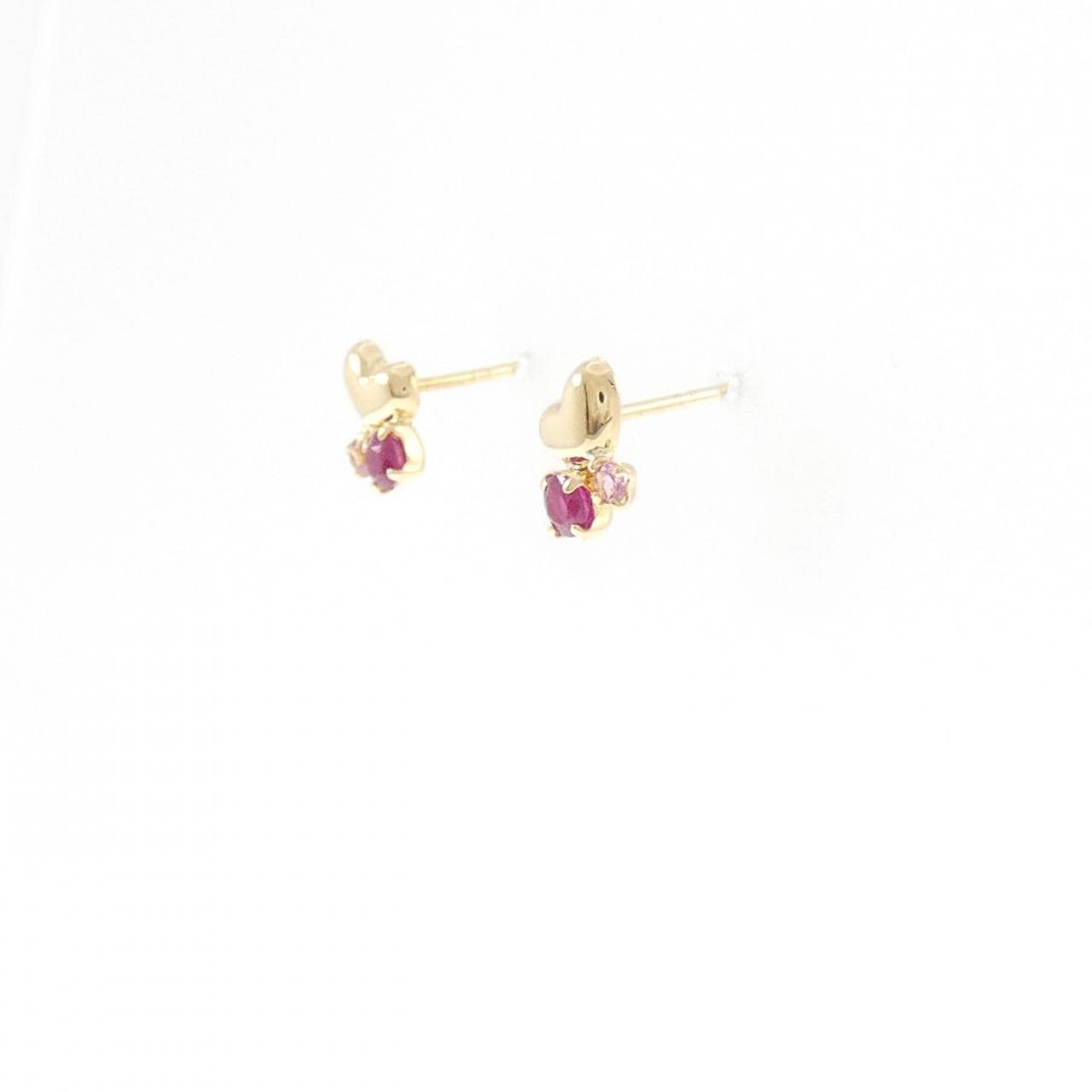 K18YG ハート ルビー ピアス