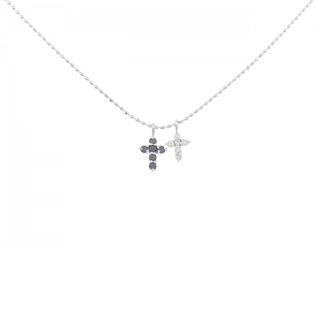 K18WG クロス ダイヤモンド ネックレス 0.05CT