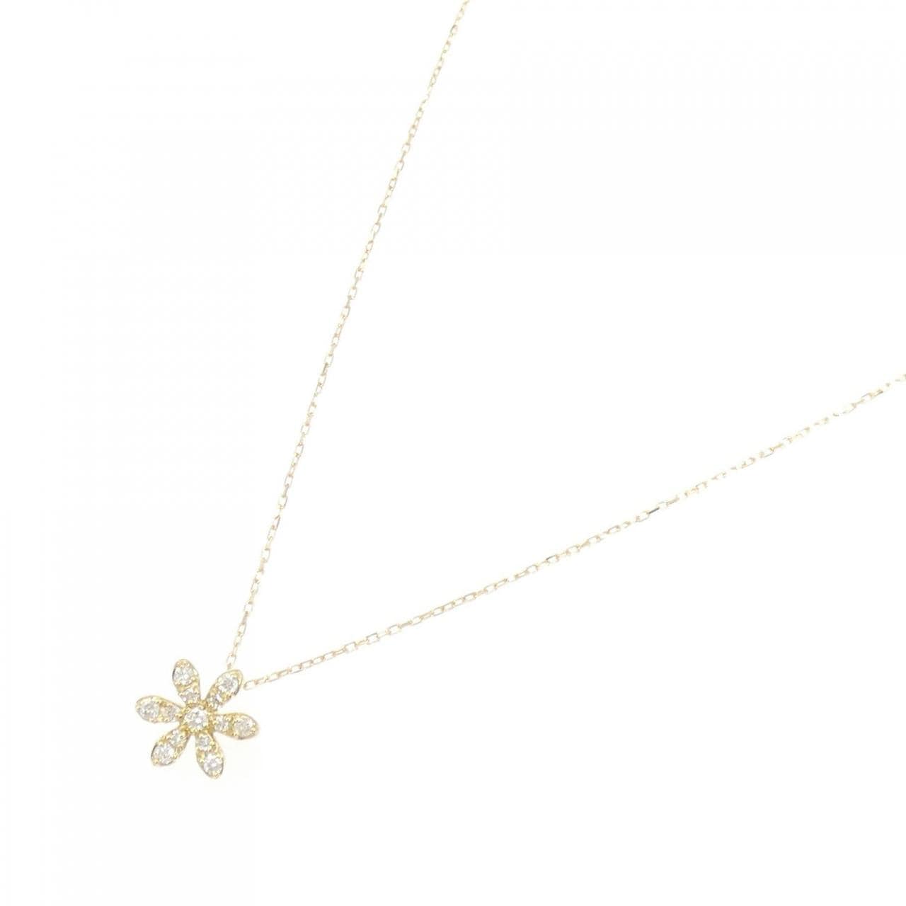 K18YG flower Diamond necklace 0.18CT