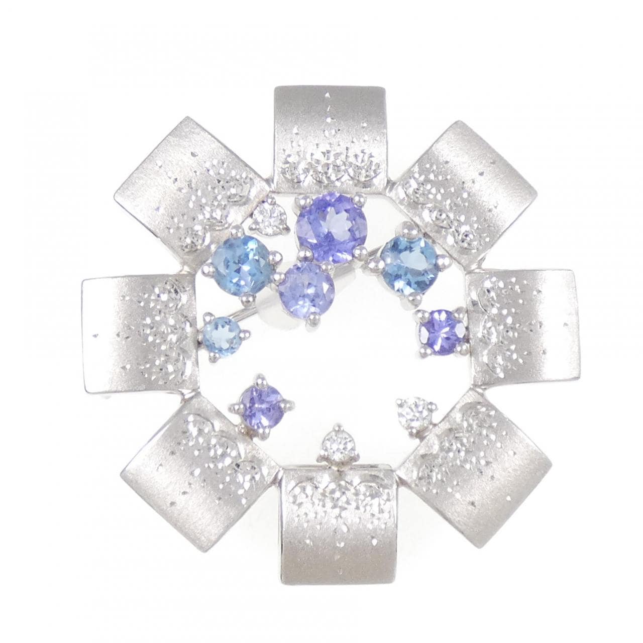 イワクラコウジ カラーストーン ブローチ