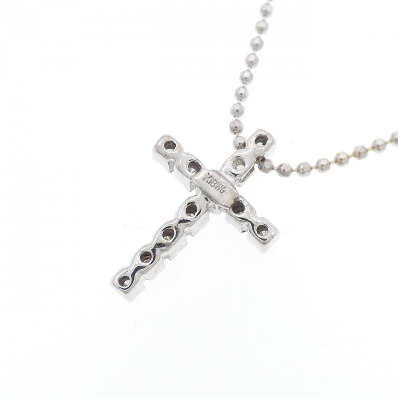 K18WG クロス ダイヤモンド ネックレス 0.10CT